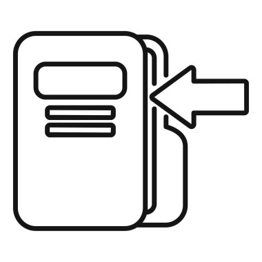 Minimalist siyah-beyaz çıkış kapısı resimli ok. Yön. Ve güvenlik ve acil grafik tasarımı için çizgi sanat vektörü