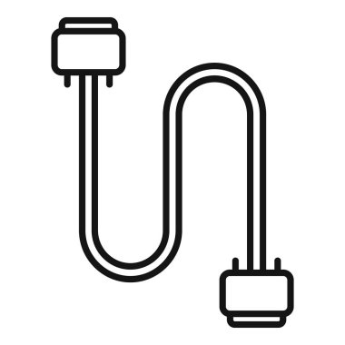 Beyaz arkaplanda izole edilmiş basit bir satır sanat tarzında bir usb kablosunun vektör illüstrasyonu