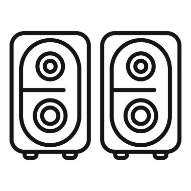 İki modern, minimalist konuşmacının çizgi sanat temsilcisi çizimi