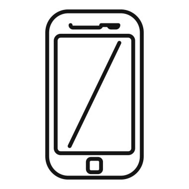 Basit bir siyah beyaz çizgi sanat tarzında modern bir akıllı telefon simgesinin vektör çizimi