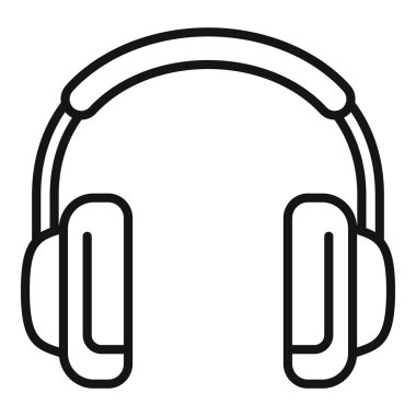 Düz çizgili sanat tarzında overear kulaklıkların basit vektör illüstrasyonu