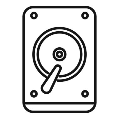 Web ve teknoloji kullanımı için bir sabit disk sürücüsünün siyah beyaz çizgi resim simgesi