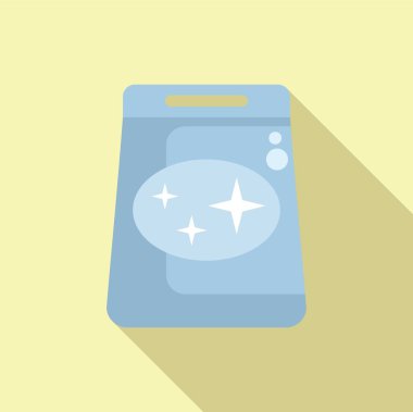 Düz dizayn ikonu. Çamaşır deterjanı. Parlak temizlik sembolü.