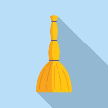 Düz tasarım simgesi. Temiz, sarı süpürge, gölge, ev teması için mükemmel.