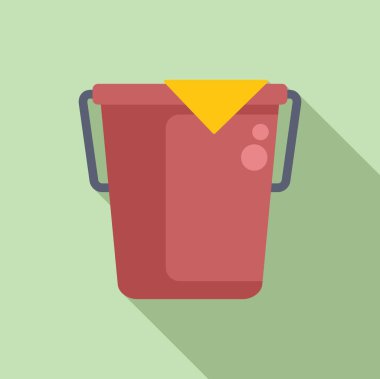 Modern düz tasarım tarzında sarı peçeteli kırmızı bir kovanın vektör çizimi