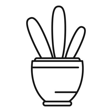 Çeşitli tasarım kullanımları için uygun saksı bitkisinin basit çizgi çizimi