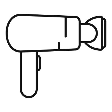 Modern bir saç kurutma makinesinin siyah beyaz çizgisi sanatı, güzellik simgeleri için ideal.