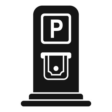 Vector illustration of a parking meter icon in a simple black and white design clipart