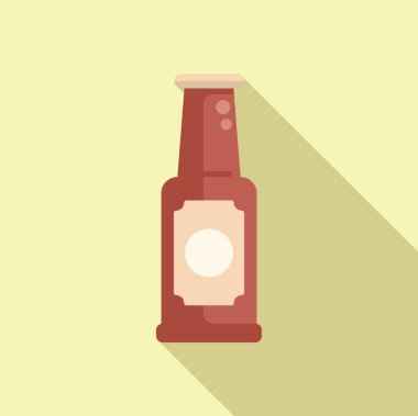 Modern düz tasarım tarzında, pastel arka planda bir bira şişesinin basit vektör çizimi