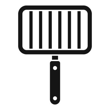 Sapı olmayan, mutfakla ilgili tasarımlar için uygun siyah ve beyaz bir ızgara tepsisi simgesi