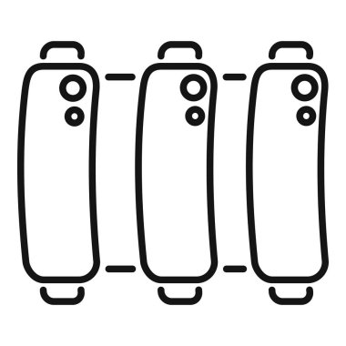 Seyahat temalı tasarımlar için ideal üç adet düz yuvarlanan seyahat bavulunun çizim çizimi