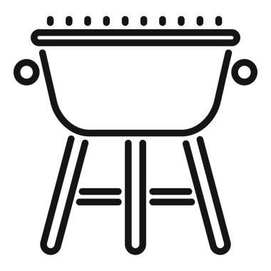Bir bbq ızgarasının basit çizimi, simgeler veya minimalist tasarımlar için idealdir