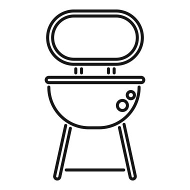 Kolaylaştırılmış bbq ızgarasının vektör sanatı simgeler veya logolar için uygun temiz, satır sanatı biçimi
