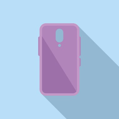 Vector illustration of a pink smartphone case with shadow on a pastel blue background clipart