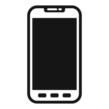 Modern akıllı telefon simgesinin siyah ve beyaz çağdaş düz tasarım vektör çizimi