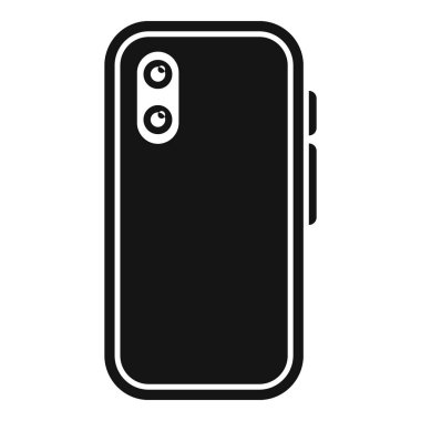 Modern siyah-beyaz akıllı telefon siluet vektör çizimi, minimum tasarım, beyaz arka planda izole, teknoloji ve iletişim kavramları için mükemmel