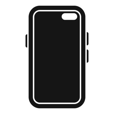 Akıllı telefon çantasının siyah vektör simgesi, web ve yazdırma tasarımı için ideal