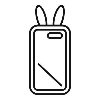 Oyuncu tavşan kulaklı akıllı telefon tasarımı içeren ana hatlı vektör simgesi