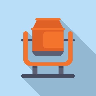 Mavi arka planda gölgesi olan çağdaş, minimalist turuncu koltuğun vektör çizimi