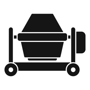 İnşaat temaları için taşınabilir beton karıştırıcının basitleştirilmiş siyah silüeti