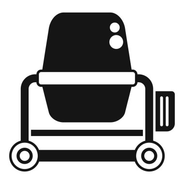 Siyah beyaz çimento karıştırıcısının basit vektör simgesi, çeşitli inşaat temaları için uygun