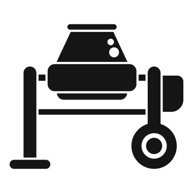 Beyaz zemin üzerinde minimalist tasarımı olan basit bir siyah beton karıştırıcı vektör çizimi, inşaat ve endüstriyel temalı projeler için mükemmel