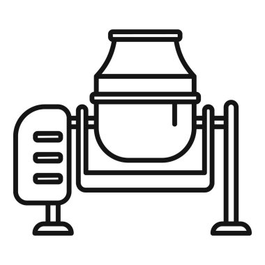 Beyaz arkaplan üzerindeki çimento karıştırıcı ana simgesi, inşaat ve endüstriyel makineler için vektör illüstrasyonu, düzenlenebilir ve minimalist tasarım