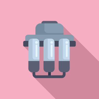 Modern düz tasarım estetiğe sahip stilize edilmiş klasik bir kamera tasvir eden vektör çizimi