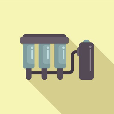 Bir yerleşim yeri su arıtma ünitesini filtrelerle temsil eden grafik simgesi