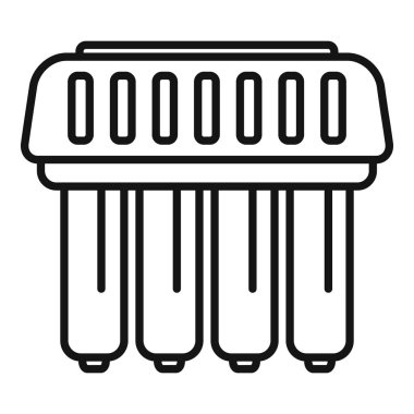 Simgeler ve işaretler için uygun, kapaklı basit bir çöp kutusunun siyah ve beyaz vektör çizimi