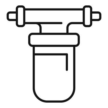 Bilimsel temalar için uygun, tutucudaki bir test tüpünün siyah ve beyaz çizgi çizimi