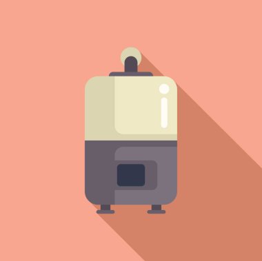 Düz tasarım simgesi. Sıcak şeftali arkaplanda, gölgeli modern taşınabilir ısıtıcı.