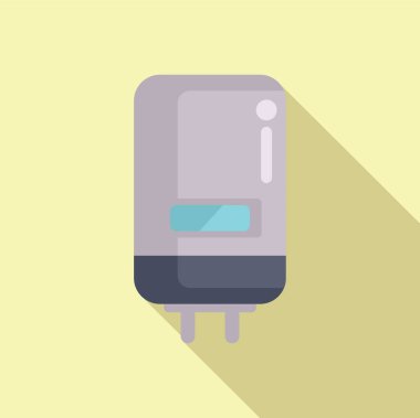 Duvara monte edilmiş, gölgeli elektrikli su ısıtıcısı tasvir eden modern düz tasarım simgesi