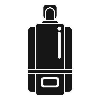 Beyaz arkaplandaki koyu siyah seyahat sırt çantası simgesinin vektör çizimi