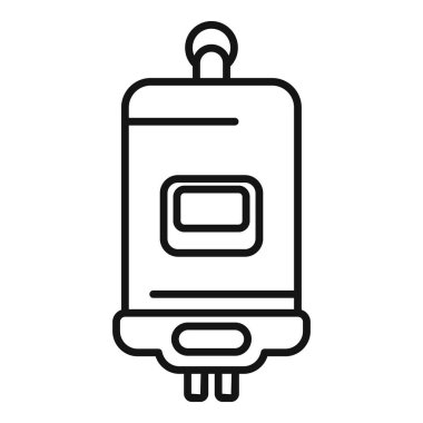 Simgeler veya bilgi grafikleri için uygun modern bir su ısıtıcısının siyah beyaz çizgisi sanatı