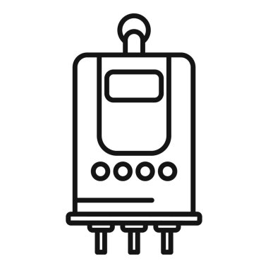 Çağdaş bir su ısıtma cihazının siyah beyaz çizgi sanat vektör simgesi