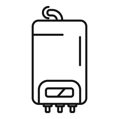 Pürüzsüz, çağdaş bir su ısıtıcısı simgesinin siyah ve beyaz vektör çizimi