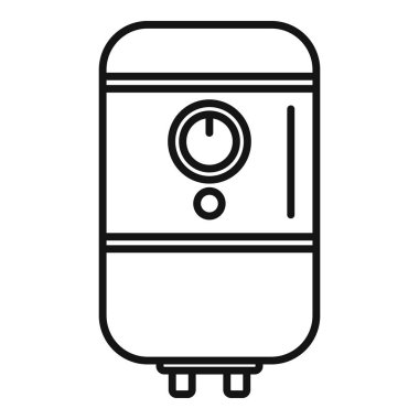 Ev suyu ısıtma cihazının siyah beyaz vektör grafiği