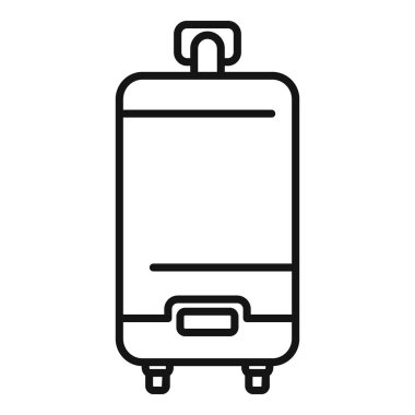 Yuvarlanan bavulun minimalist siyah çizgisi, seyahat temalı tasarımlar için mükemmel.