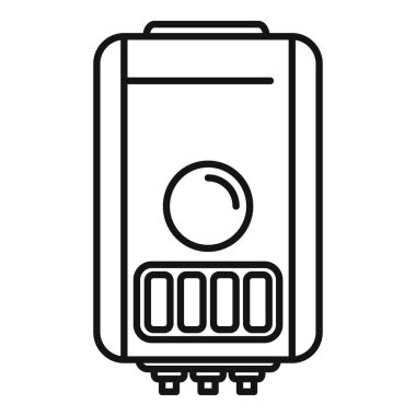 Beyaz üzerine izole edilmiş, basit, siyah beyaz bir gaz kazanının çizimi.