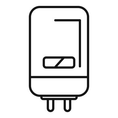 Modern elektrikli su ısıtıcısının siyah ve beyaz vektör simgesi, ağ ve baskı tasarımı için uygundur