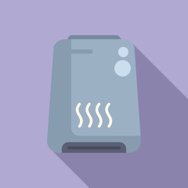 Taşınabilir elektrikli ısıtıcının minimalist tarzı ve gölgesi olan düz tasarım simgesi