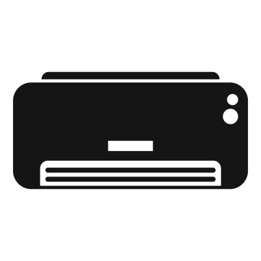 Beyaz arka planda izole edilmiş Hvac ve iklim kontrol teknolojisi için düz vektör dizaynında modern siyah ve beyaz klima simgesi