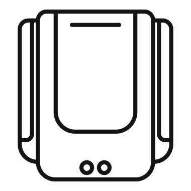 Çağdaş, tanksız su ısıtma ünitesinin siyah ve beyaz vektör ana hatları