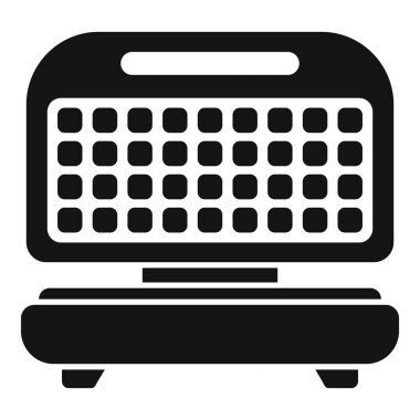 Siyah ve beyaz olarak gösterilen klavyeli bir masaüstü monitörünün basitleştirilmiş vektör grafiği