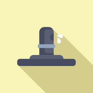 Minimalist flat design icon depicting a side view of a water faucet with a single drop of water clipart