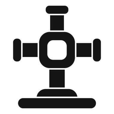 Dört konnektörlü siyah boruyu gösteren basit bir vektör simgesi