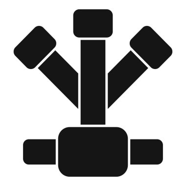 Sanayi logosu, sembol ve ikonografi için siyah ve beyaz siluet vektör grafik tasarımlı soyut geometrik forklift ikonu. Ulaşım, lojistik ve depo ekipmanları için mükemmel.