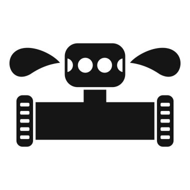 Tasarım kullanımı için klasik bir winup robot oyuncağının siyah beyaz grafik simgesi