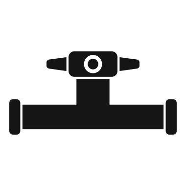 Merkezi valfli yatay bir su borusunun basit siyah siluetinin vektör çizimi